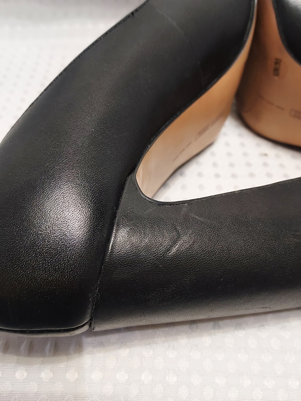 Vince Camuto Black Leather Pointed-Toe Block Heel Pumps 8.5 - Picture 6 of 8